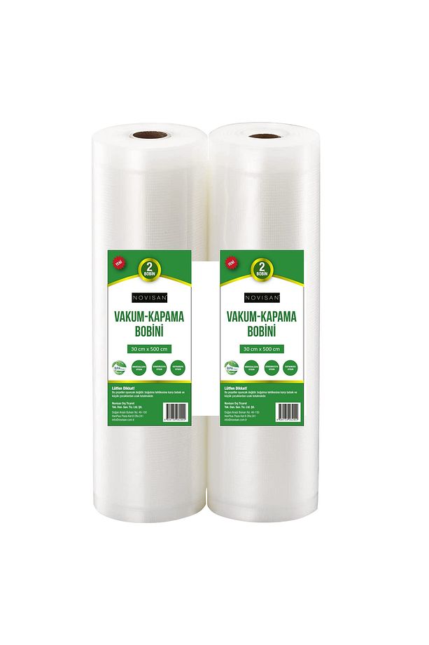 30cmx5 Metre 2 Adet (Toplam 10 Metre) Vakum Bobini Tırtıklı Ev Tipi Vakum Makinası Poşeti - 1