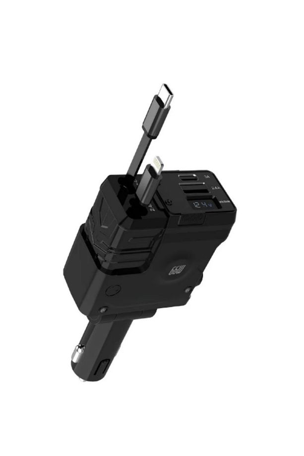 66W Dijital Ekran Usb C Type-C Araç Şarj Aleti 4'ü 1 Arada Araç Çakmaklık Hızlı Şarj - 2
