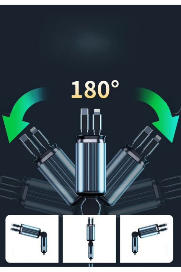 Usb C Type-C Araç Şarj Aleti 4'ü 1 Arada Araç Çakmaklık Hızlı Şarj 66w Starlight Işık - 5