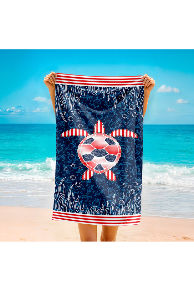 3D Digital Turtle Pattern Beach Towel - 1