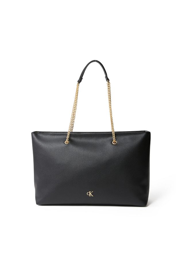 Minimal Monogram Chain Siyah Kadın Tote - 1