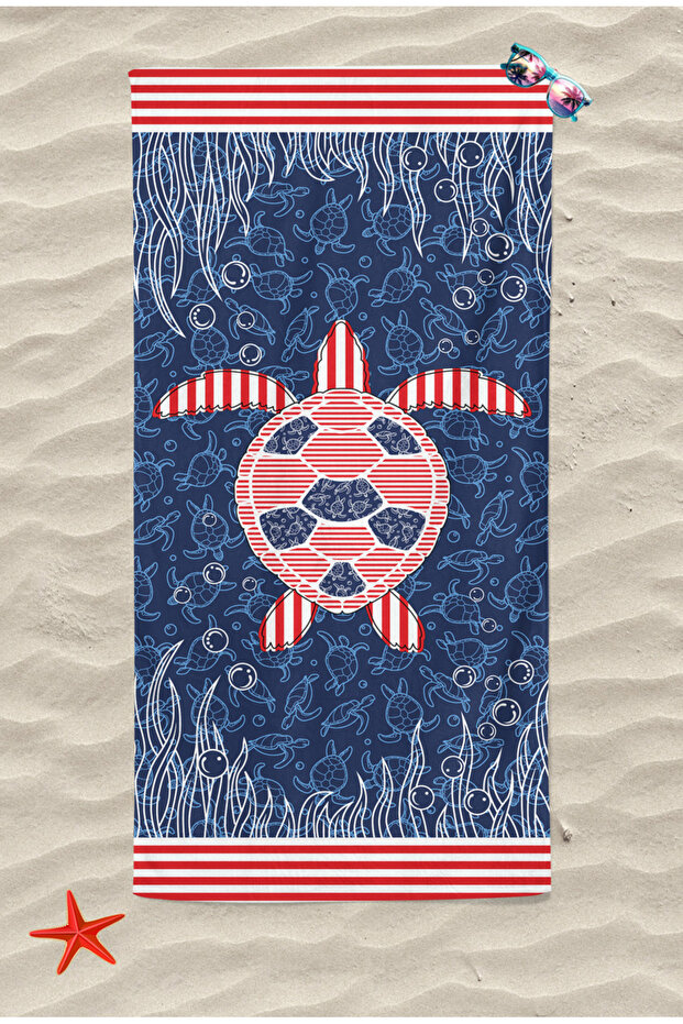 3D Digital Turtle Pattern Beach Towel - 3