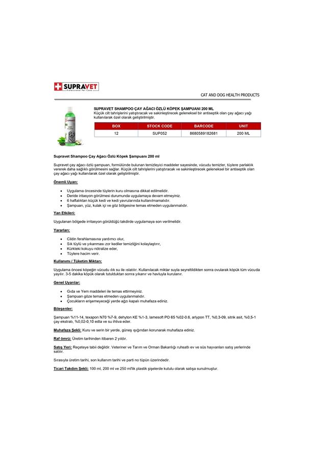 Çay Ağacı Özlü Köpek Şampuanı 200 ml / Bit Pire Kene Dış Parazit Bitkisel Damla 3 ML/Fırça Hediye - 5