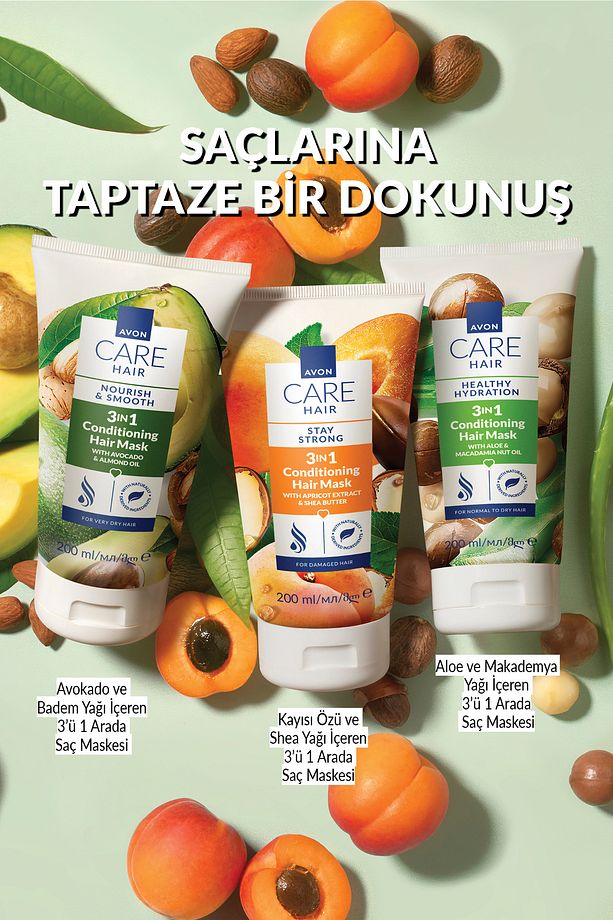 Care Kayısı Özü ve Shea Yağı İçeren 3’ü 1 Arada Saç Maskesi 200ml İkili Paket - 3