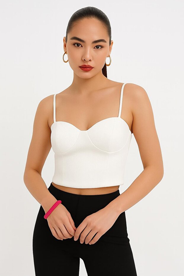 Askılı Ottoman Crop Büstiyer - 1