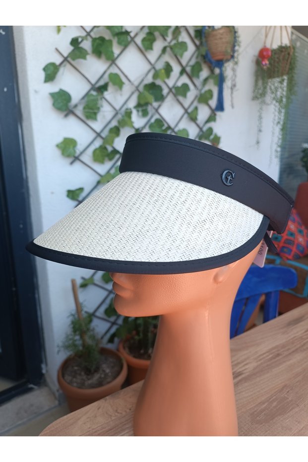 Straw Visor Visor Women's Beach Hat Beige Color