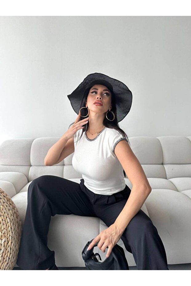 بلوزة بخياطة راعي بحزام سميك - 1