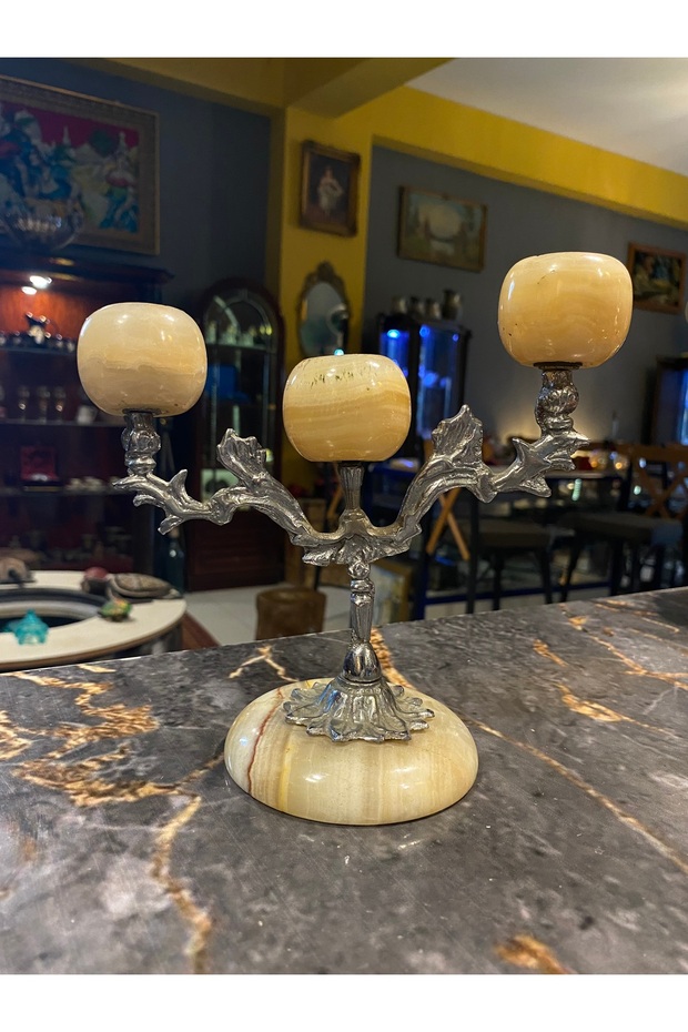 Vintage Mermer Gotik Şamdan - 1