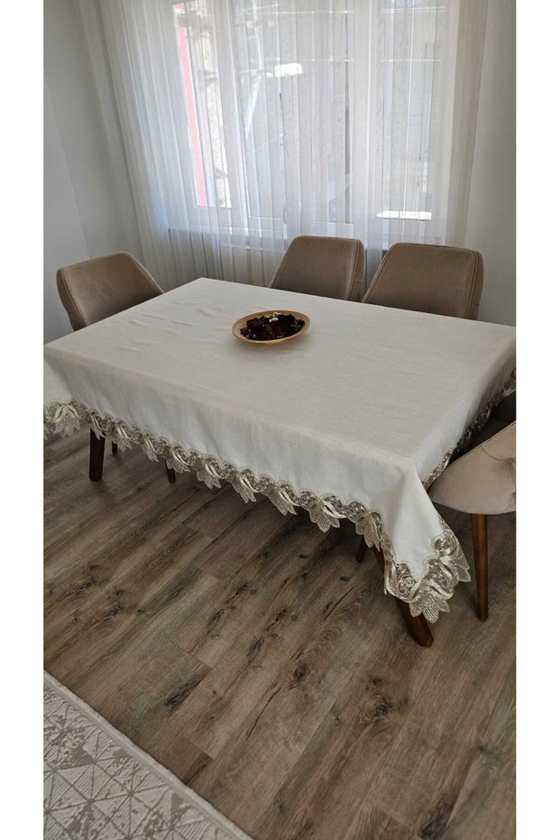 Gardenia Linen Carefree French Guipure Tablecloths-100X100...160X280