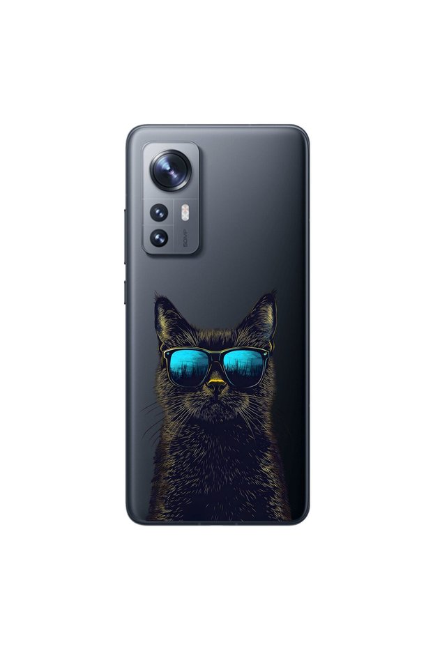 حافظة شفافة متوافقة مع هاتف Xiaomi Mi 12 بتصميم Cool Cat