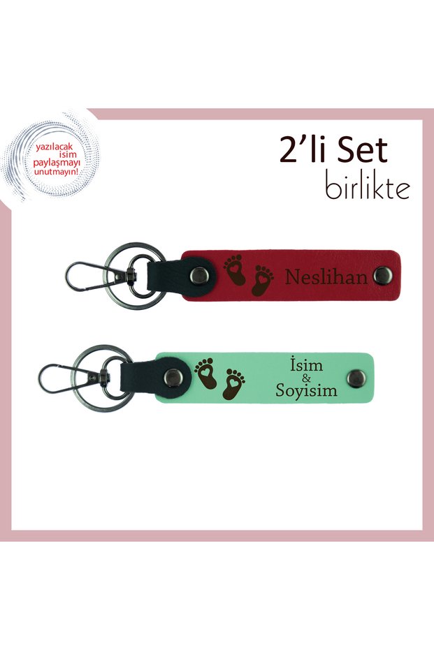 Heart Foot Themed Set That Can Be Turned into a Personal Gift by Printing the Baby's Name, Red-A Green