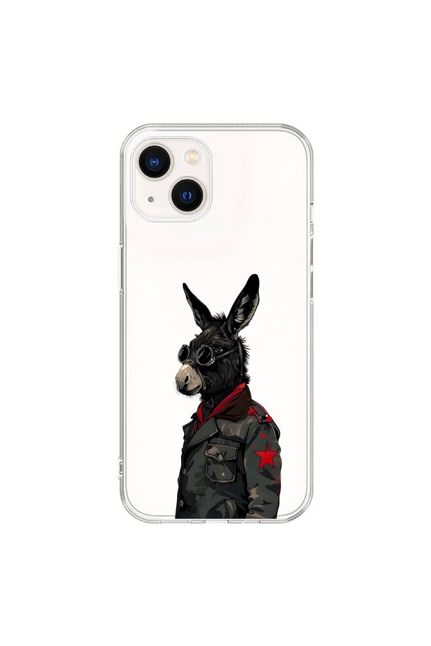 iPhone 14 Plus Compatible Transparent Case with Cool Donkey Design