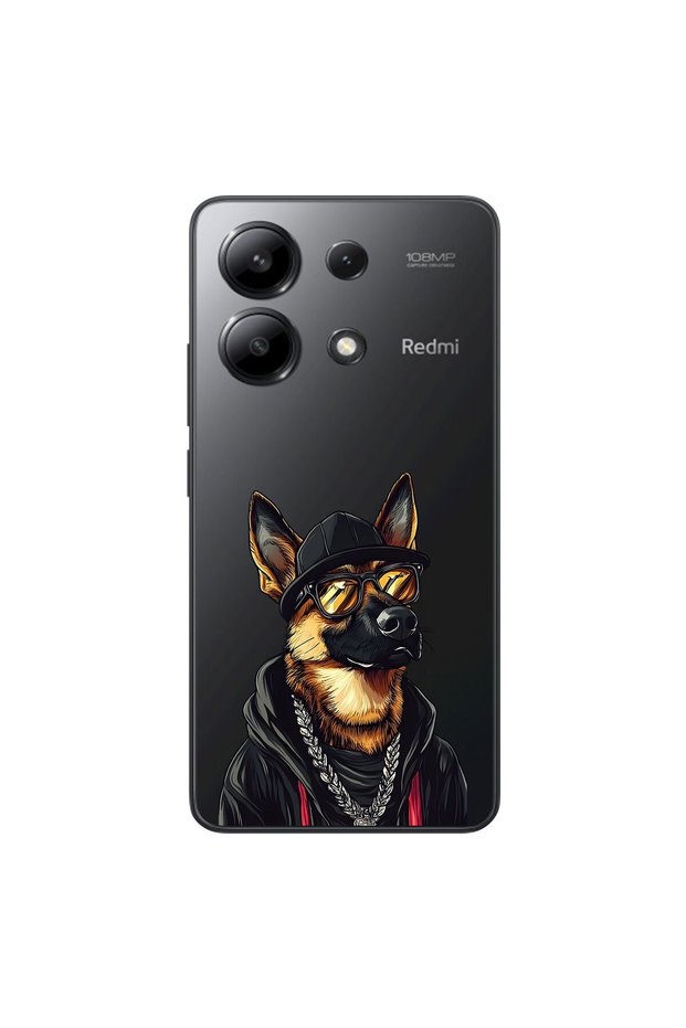 Xiaomi Redmi Note 13 Compatible Transparent Case with Cool Dog Design