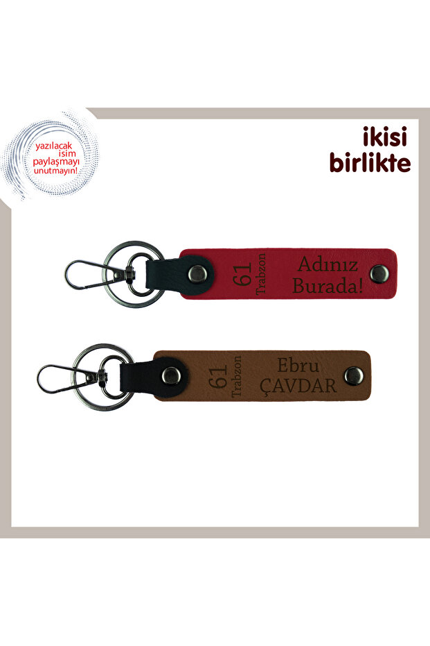 61 Trabzon Themed Keychain Set, Red-Light Brown, May It Be a Souvenir of a Lifetime
