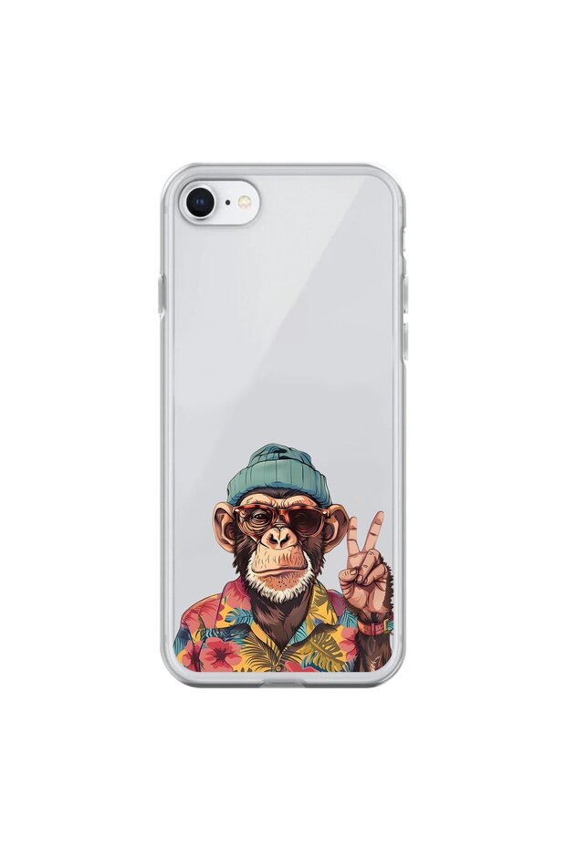 iPhone 7 Compatible Transparent Case with Cool Monkey Design