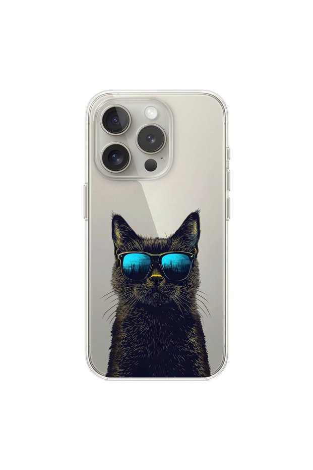 حافظة شفافة متوافقة مع هاتف iPhone 13 Pro Max بتصميم Cool Cat