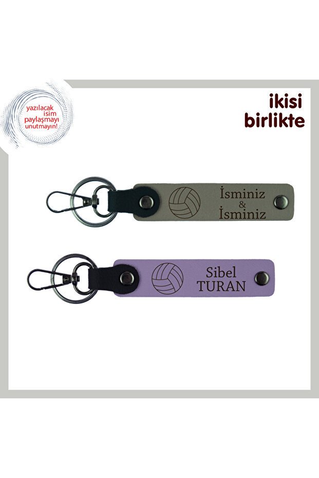 The Gift That Makes Tournament Days Unforgettable, Volleyball Pattern Keychain Team, Ash Gray-Purple Violet