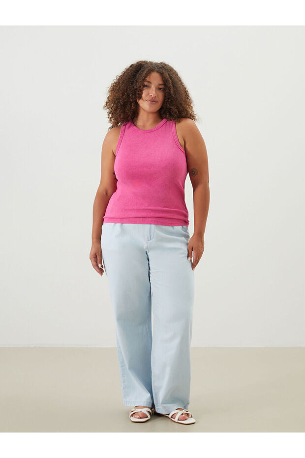 Pembe Bisiklet Yaka Kadın Atlet - 2