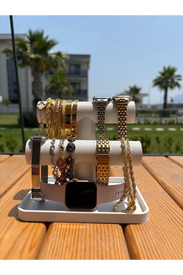 2 Tier Jewelry Organizer Display White t Stand Bracelet & Watch Stand