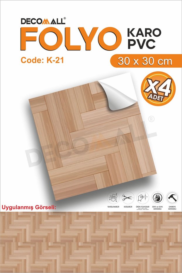 K-21 Tile Foil Self-Adhesive Floor Tiles Bathroom Wall Covering Water Resistant 30X30Cm