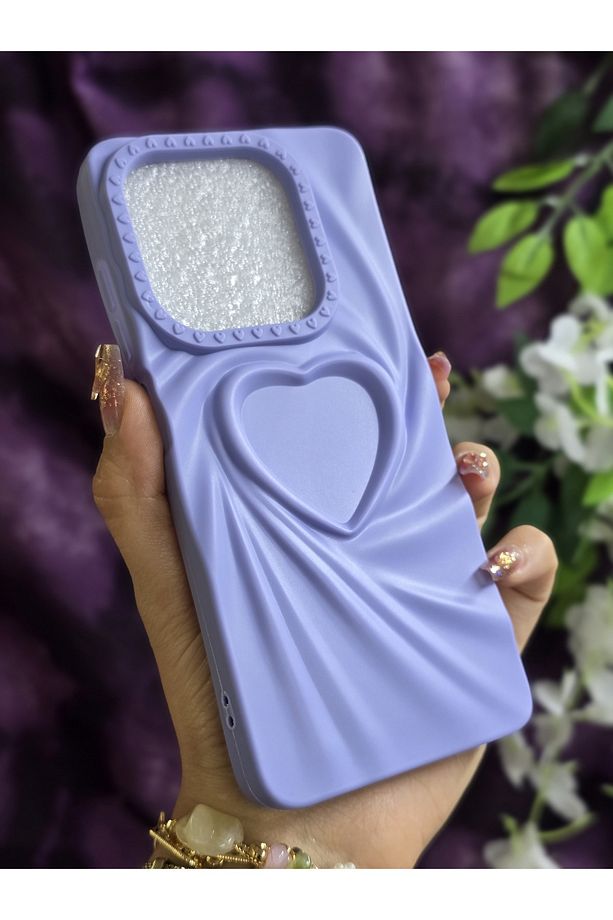 Tecno Spark 20 / SPARK 20C Uyumlu 3D Kalpli Lila Silikon Kılıf - 4