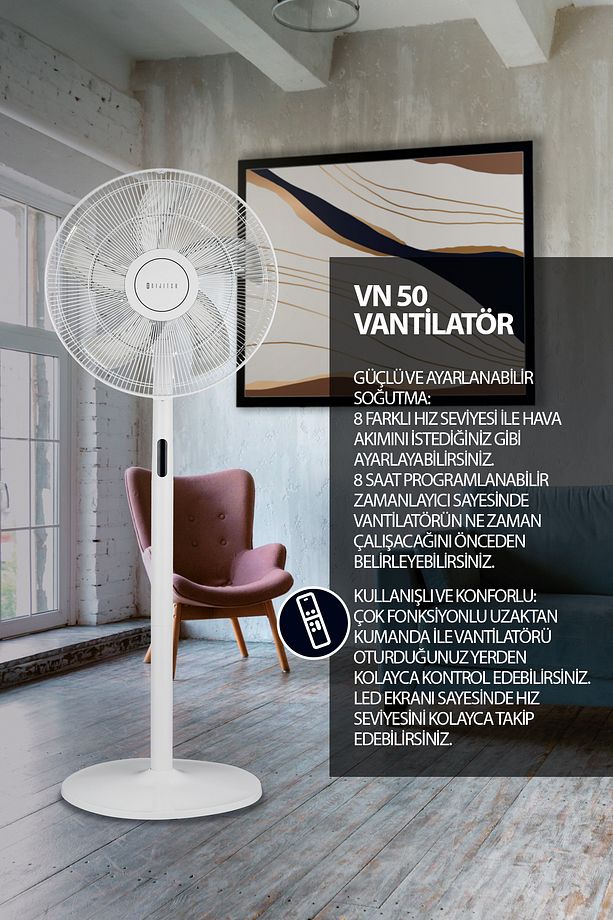 Vn50 3 Fonksiyonlu-5 Pervaneli Vantilatör - 1