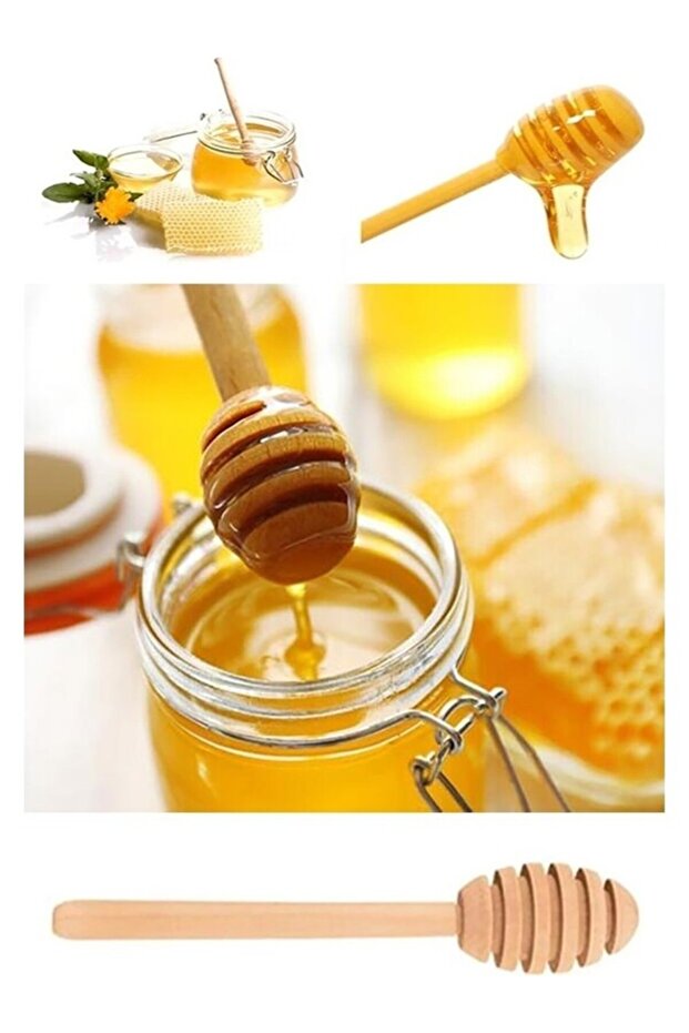 4 Pieces - Wooden Honey and Jam Spoon Jar Holder