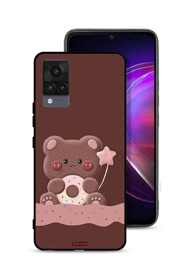 غطاء حماية لهاتف Vivo V21 مع دب دونات
