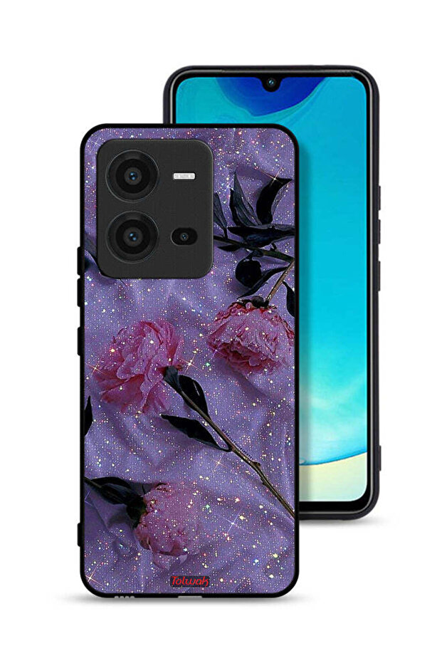 غطاء حماية لهاتف Vivo V25 5G بنقشة ورود لامعة