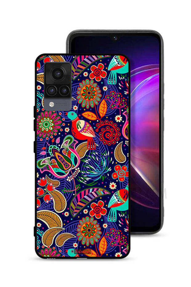 غطاء حماية لهاتف Vivo V21 بنقشة طيور وزهور