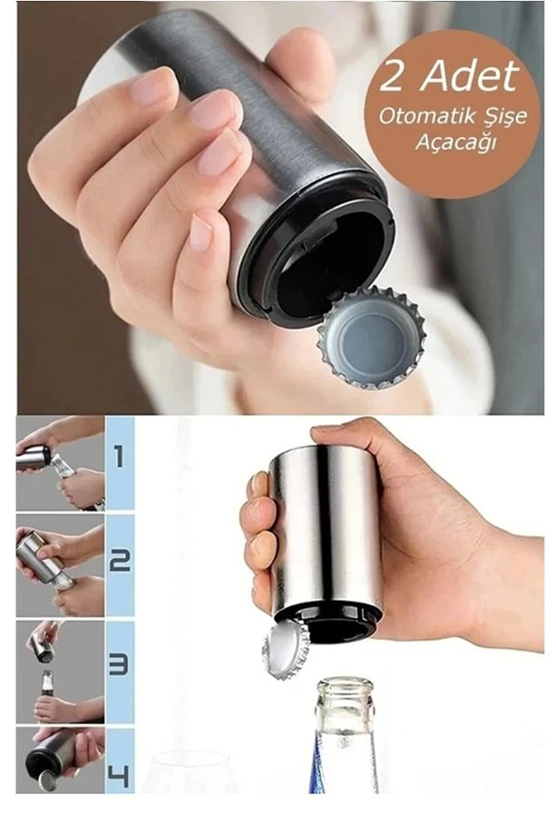 2 ADET Pratik Otomatik Profesyonel Kola Soda gazoz Şişe Açacağı Mıknatıslı - 1