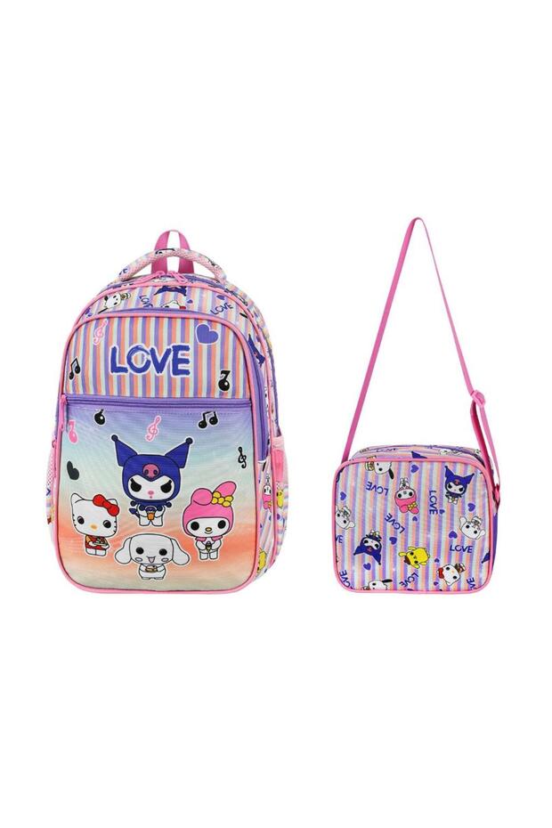 Primary School Bag Kuromi Set of 2 40*30 cm Lunch Box Orthopedic Backpack Girl Child