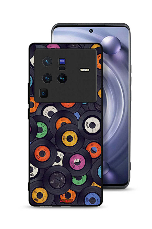 غطاء حماية لهاتف Vivo X80 Pro بنقشة أقراص مضغوطة