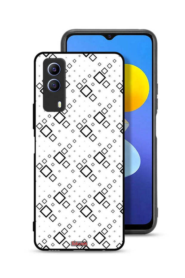 غطاء حماية لهاتف Vivo T1x بتصميم مربع تجريدي رقمي
