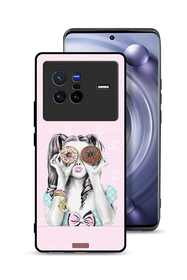 غطاء حماية لهاتف Vivo X80 يحمل قطعتين من الدونات