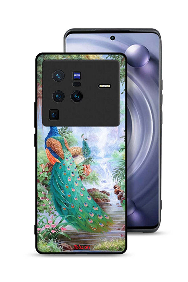 غطاء حماية لهاتف Vivo X80 Pro بنقشة الطاووس
