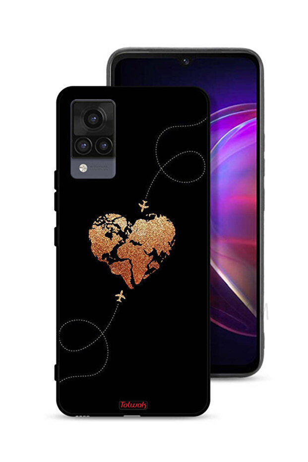 Vivo V21 Protective Case Cover Airplanes Touching Heart