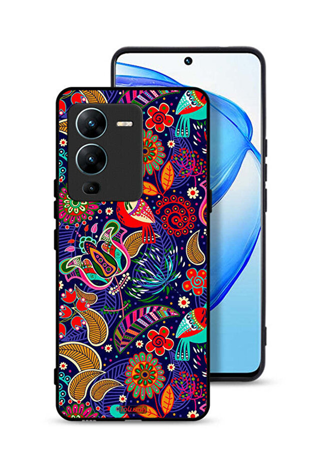غطاء حماية لهاتف Vivo V25 Pro 5G بنقشة طيور وزهور