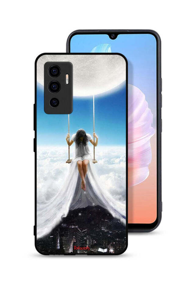 غطاء حماية لهاتف Vivo S10e 5G برسومات مدينة غيوم القمر
