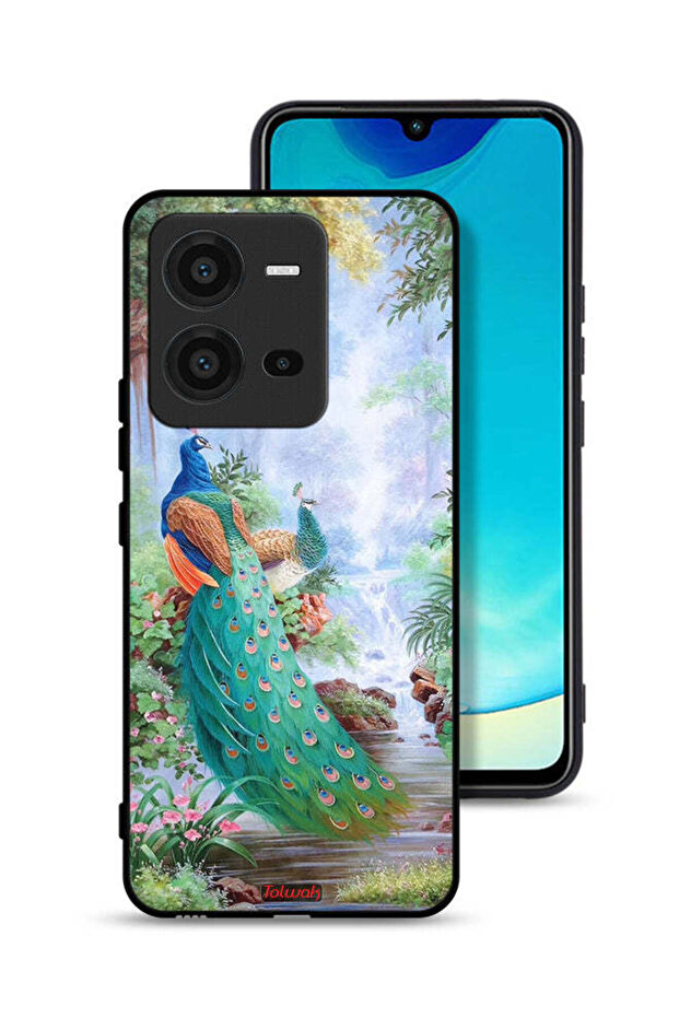 غطاء حماية لهاتف Vivo V25 5G بنقشة الطاووس