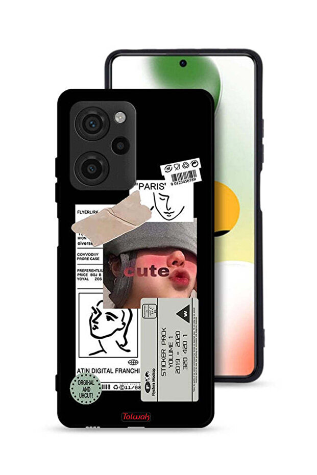 غطاء حماية لهاتف Xiaomi Poco X5 Pro بملصق لطيف