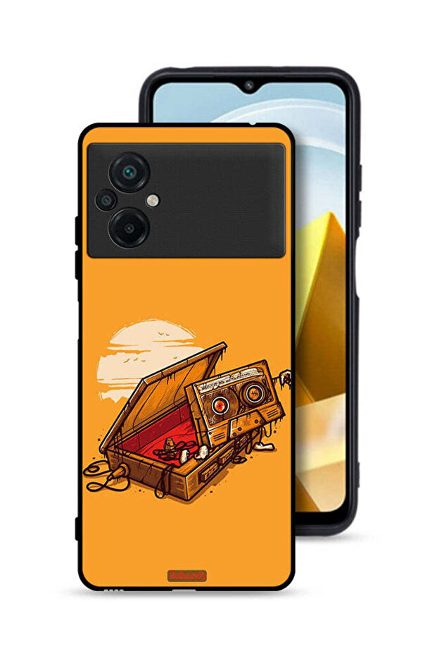 غطاء حماية لهاتف Xiaomi Poco M5 4G بتصميم شريط كاسيت وفن شريط لاصق