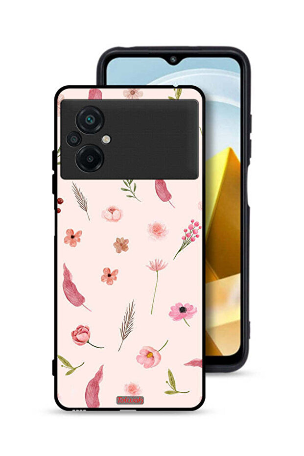غطاء حماية لهاتف Xiaomi Poco M5 4G بنقشة أوراق وورود