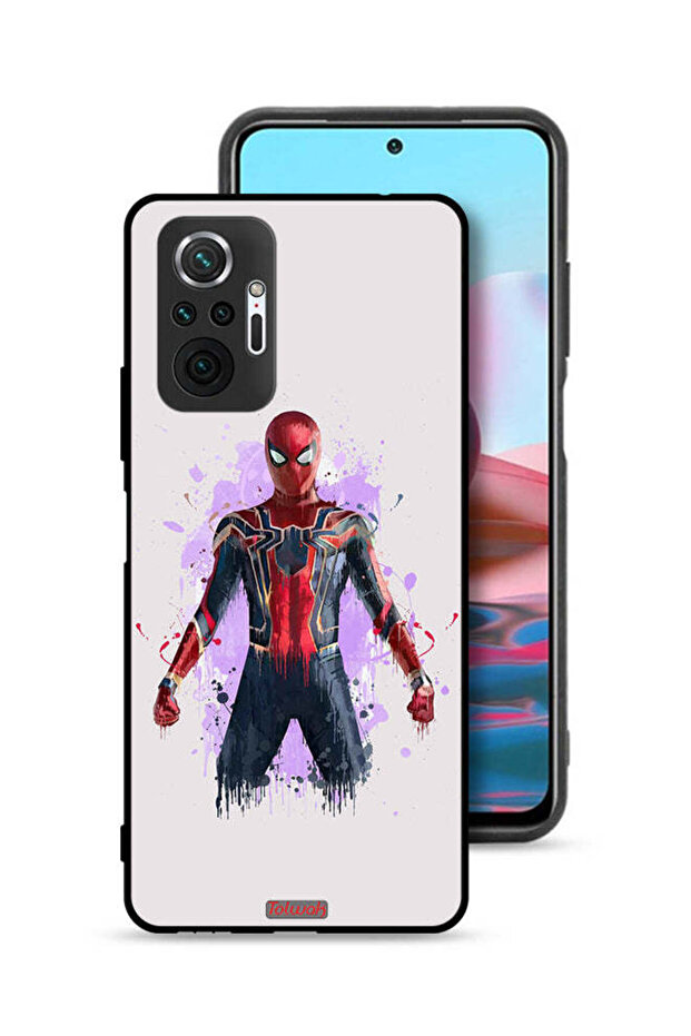 غطاء حماية لهاتف شاومي ريدمي نوت 10 برو 4G بتصميم العنكبوت الحديدي