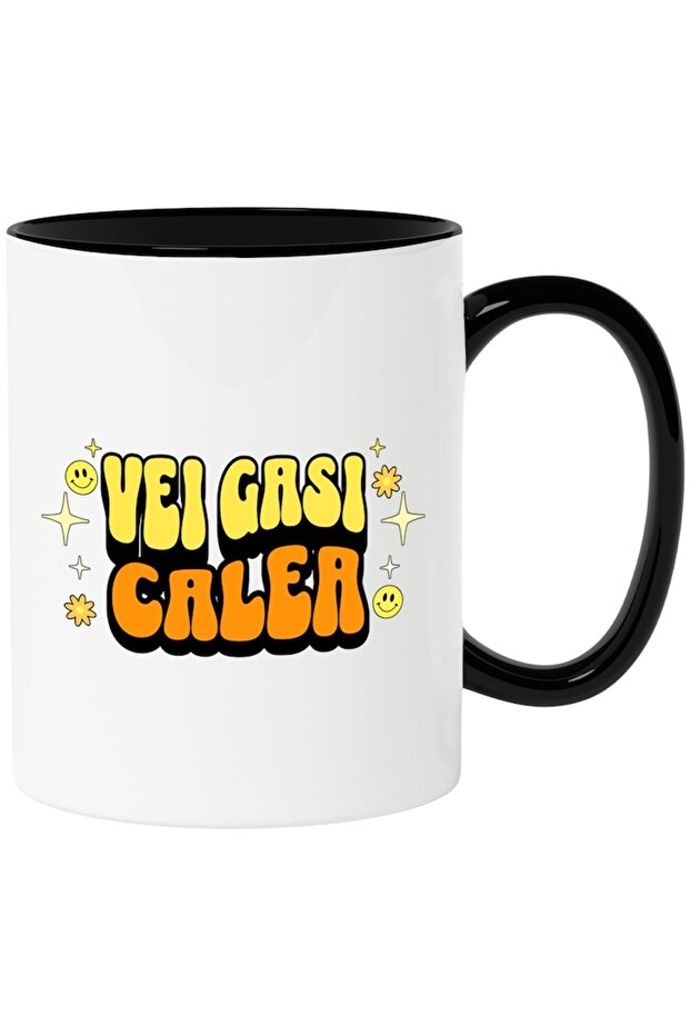 Personalized white mug, You Will Find Your Way, with Black Handle, INOVATIX®. 330ml - 1