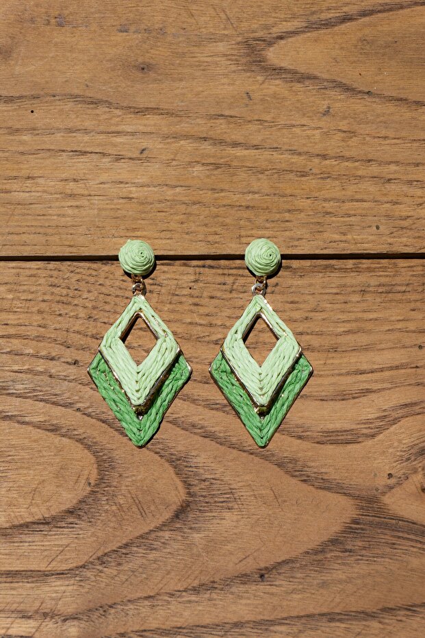 أقراط مربعة الشكل من القش - 3