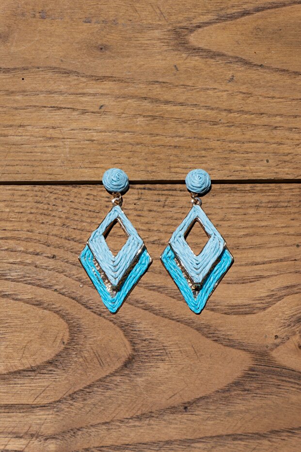 أقراط مربعة الشكل من القش - 3