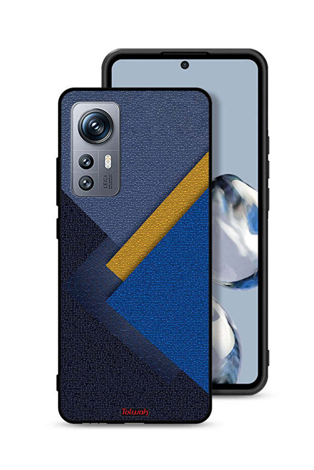 غطاء حماية لهاتف Xiaomi 12S بنقشة مثلثات جلدية