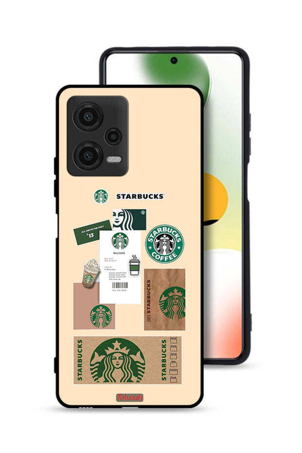 غطاء حماية لهاتف Xiaomi Poco X5 بملصق قهوة