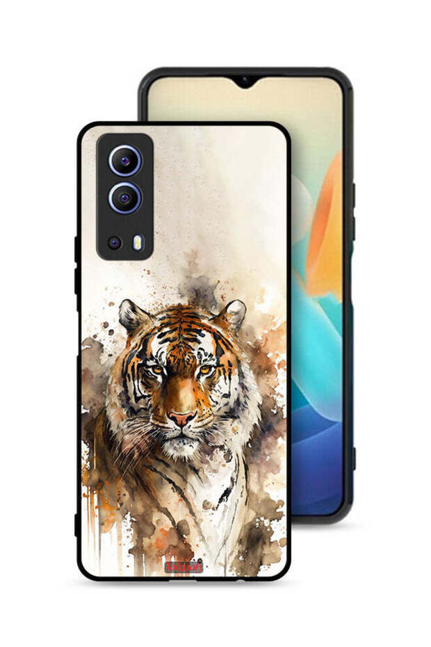 غطاء حماية Vivo Y72 5G بتصميم فن تجريدي من جلد الفهد